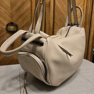 Philo Cream Leather Convertible  Backpack